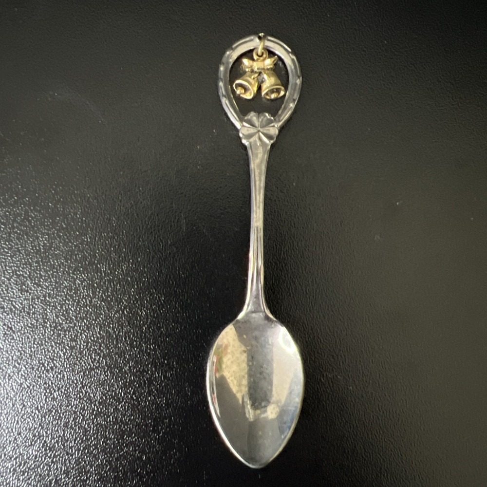 VINTAGE‎ SOUVENIR SPOON BELLS HORSESHOE CLOVER SHAMROCK HANGING CHARM